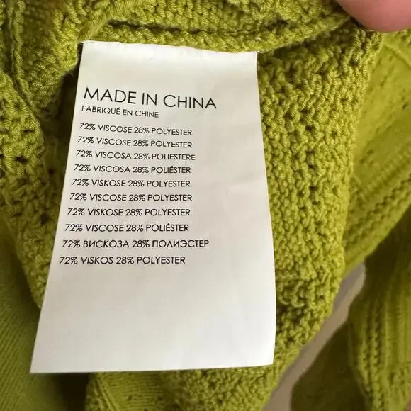 Club Monaco Pointelle Stitch Sweater Greenvert XS NWT Open Knit Lightweight - Picture 7 of 7